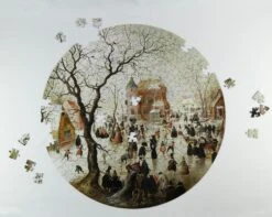 A Winter Scene With Skaters Near A Castle - National Gallery 400 Piece Circular Jigsaw Puzzle -All Jigsaw Puzzles 1110597 edited