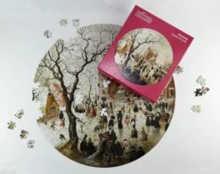 A Winter Scene With Skaters Near A Castle - National Gallery 400 Piece Circular Jigsaw Puzzle -All Jigsaw Puzzles 1110598 edited