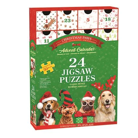 Eurographics Christmas Paws - Advent Calendar 24 50 Piece Jigsaw Puzzles 4 Eurographics Christmas Paws - Advent Calendar 24 50 Piece Jigsaw Puzzles - Image 2