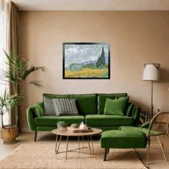 A Wheatfield, With Cypresses - National Gallery 1000 Piece Jigsaw Puzzle -All Jigsaw Puzzles AJP NG3861 national gallery wheatfield 1000piece jigsaw puzzle framed wall