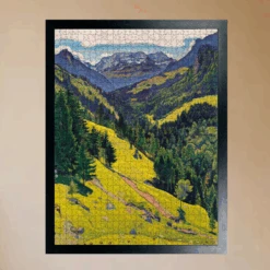 The Kien Valley With The Bluemlisalp Massif - National Gallery 1000 Piece Jigsaw Puzzle -All Jigsaw Puzzles AJP NG6695 National Gallery Hodler The Kien Valley 1000 Hodler Jigsaw framed