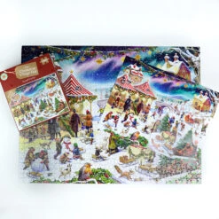 Christmas Village Fair - Festive Jigsaw Puzzle By Rudolf Farkas -All Jigsaw Puzzles AJP13163 Christmas village fair 1000 piece jigsaw puzzle guide box