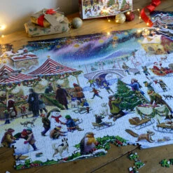 Christmas Village Fair - Festive Jigsaw Puzzle By Rudolf Farkas -All Jigsaw Puzzles AJP13163 Christmas village fair 1000 piece jigsaw puzzle lifestyle 1