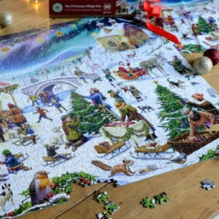 Christmas Village Fair - Festive Jigsaw Puzzle By Rudolf Farkas -All Jigsaw Puzzles AJP13163 Christmas village fair 1000 piece jigsaw puzzle lifestyle 3