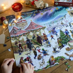 Christmas Village Fair - Festive Jigsaw Puzzle By Rudolf Farkas -All Jigsaw Puzzles AJP13163 Christmas village fair 1000 piece jigsaw puzzle lifestyle 4