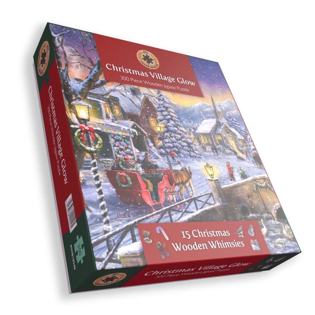 Christmas Village Glow-300 Piece Wooden Jigsaw Puzzle 4 Christmas Village Glow-300 Piece Wooden Jigsaw Puzzle - Image 2