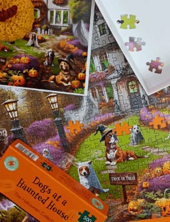 Dogs At A Haunted House 1000 Or 500 Piece Jigsaw Puzzle -All Jigsaw Puzzles DogsathauntedHouse500LS1