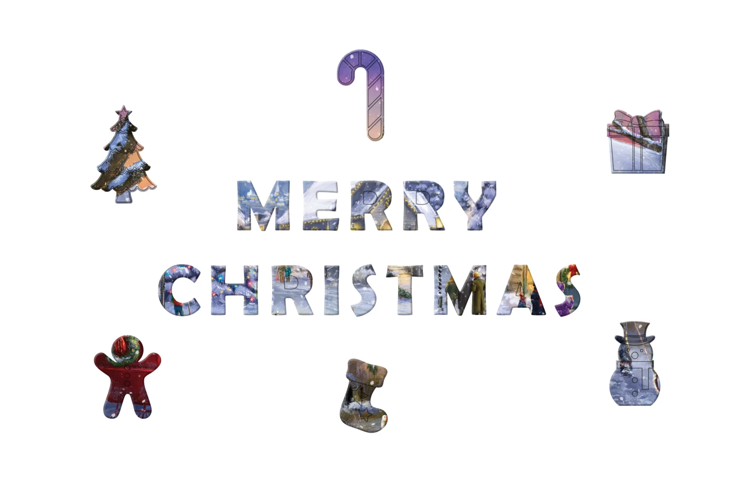 Christmas Village Glow-300 Piece Wooden Jigsaw Puzzle 5 Christmas Village Glow-300 Piece Wooden Jigsaw Puzzle - Image 3