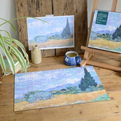 A Wheatfield, With Cypresses - National Gallery 300 Piece Wooden Jigsaw Puzzle -All Jigsaw Puzzles WDNG3861 national gallery wheat fields 300 piece jigsaw puzzle 3