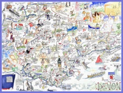 Map Of Devon - Tim Bulmer 1000 Piece Jigsaw Puzzle