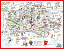 Map Of Sussex - Tim Bulmer 1000 Piece Jigsaw Puzzle