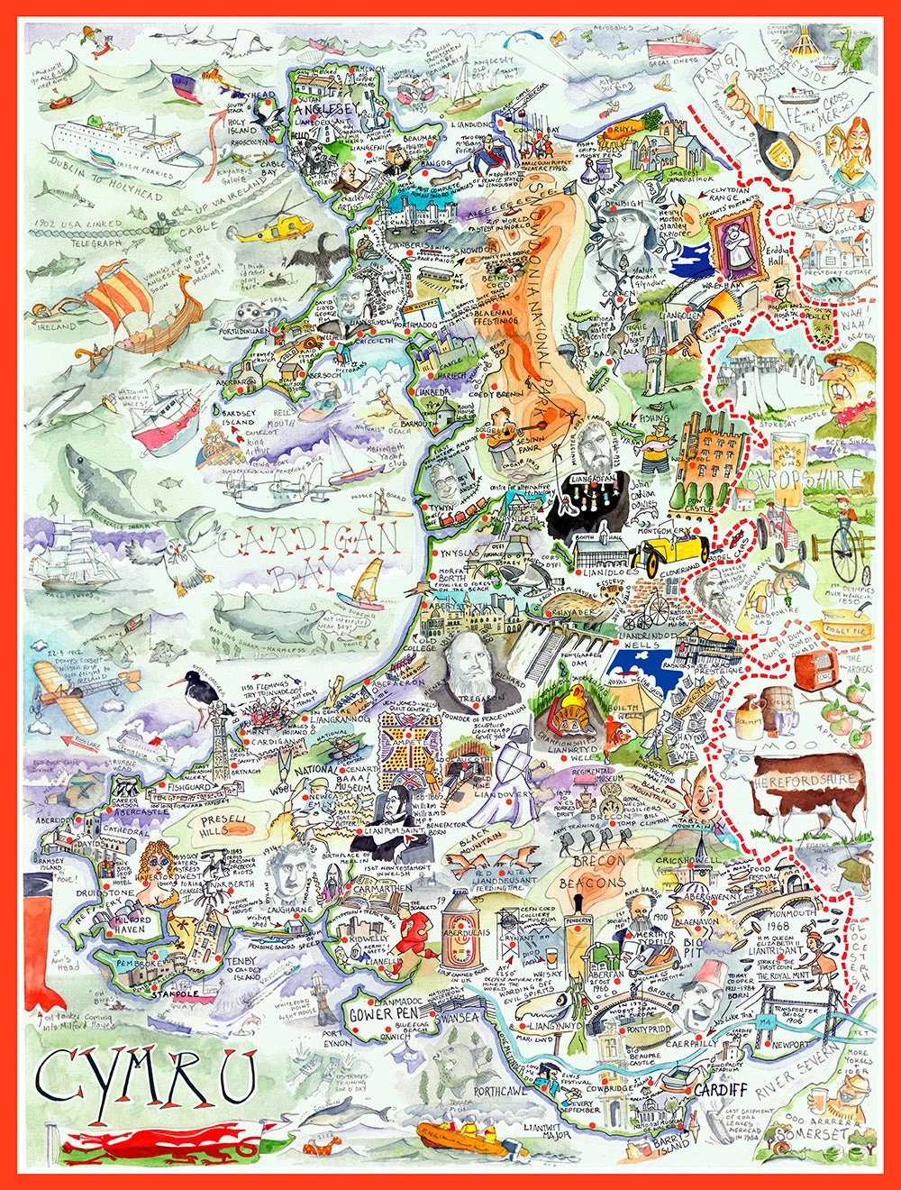 Tim Bulmer Map Of Wales - 1000 Piece Jigsaw Puzzle