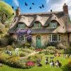 Dogs In A Spring Cottage Garden 1000 Piece Jigsaw