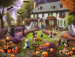 Dogs At A Haunted House 1000 Or 500 Piece Jigsaw Puzzle