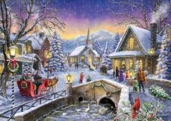 Christmas Village Glow-300 Piece Wooden Jigsaw Puzzle