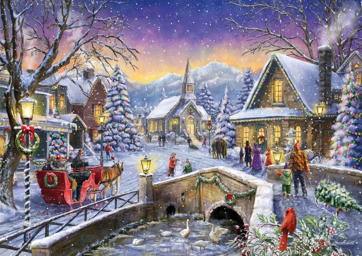 Christmas Village Glow-300 Piece Wooden Jigsaw Puzzle 3 Christmas Village Glow-300 Piece Wooden Jigsaw Puzzle