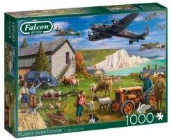 Falcon De Luxe Flight Over Dover 1000 Piece Jigsaw Puzzle -All Jigsaw Puzzles falcon de luxe flight over dover 1000 piece jigsaw puzzle box 2