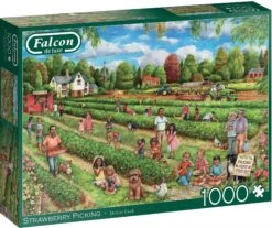 Falcon De Luxe Strawberry Picking 1000 Piece JIgsaw Puzzle -All Jigsaw Puzzles falcon deluxe strawberry picking 1000 piece jigsaw puzzle box wr 2