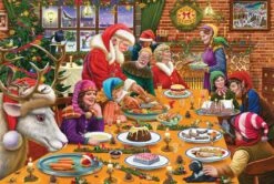 Christmas Dinner At Santa's Workshop -300 Piece Wooden Jigsaw Puzzle